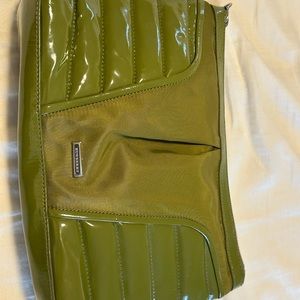 Burberry Patent Leather Olive Clutch / Toiletry Bag